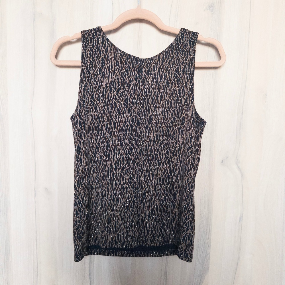 VTG Blue‎ Sage Womens 2 Piece Set Size M Black Gold 90s Metallic Chic Glam Party - Picture 7 of 8